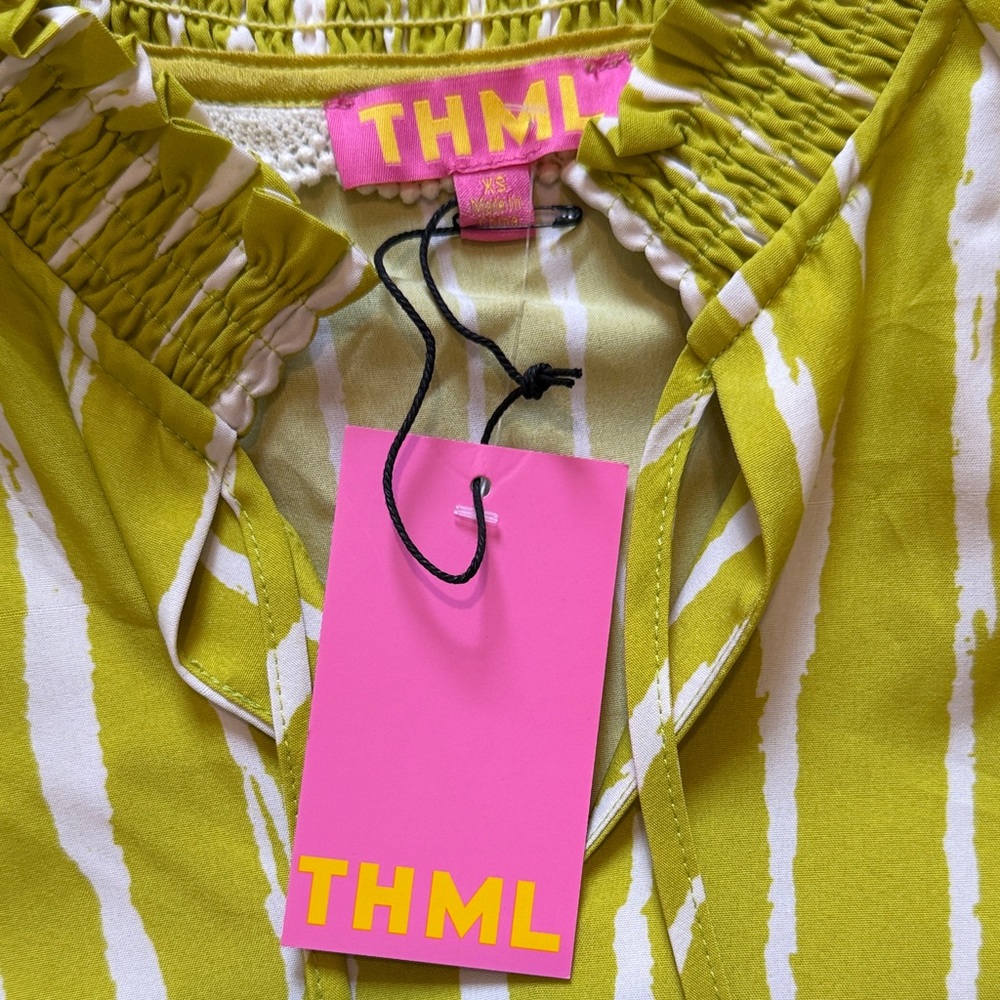 NWT THML Lime Green Embroidered Top - Picture 2 of 6